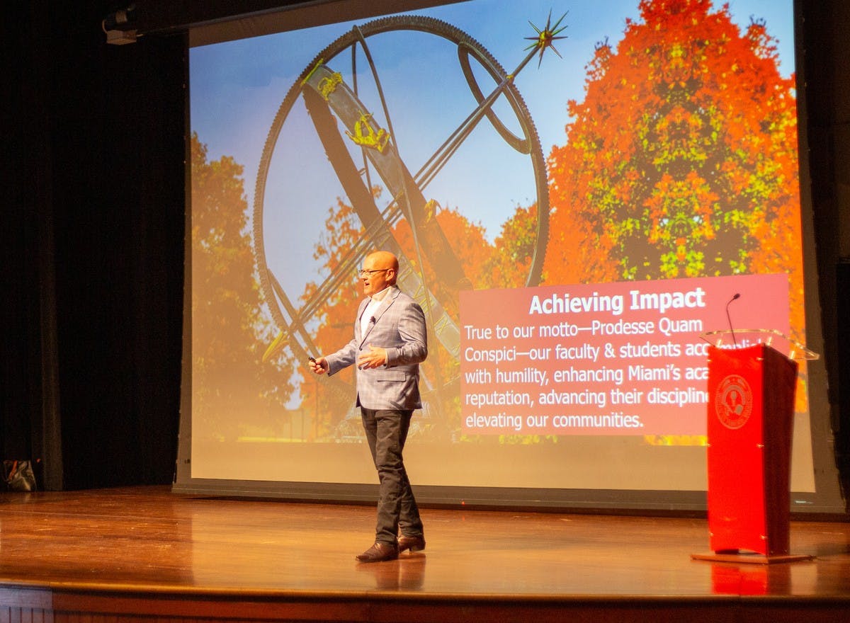 Greg Crawford touched on many of Miami's accomplishments in his State of the University address. 