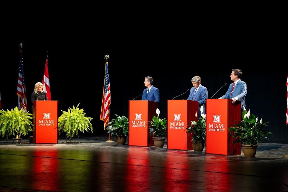 <p>Bernie ﻿Moreno (left), Matt Dolan (middle) and Frank LaRose (right) are the Republican candidates for Ohio’s U.S. Senate seat.</p>