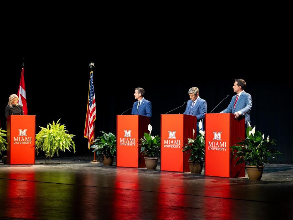 Bernie Moreno (left), Matt Dolan (middle) and Frank LaRose (right) are the Republican candidates for Ohio’s U.S. Senate seat.