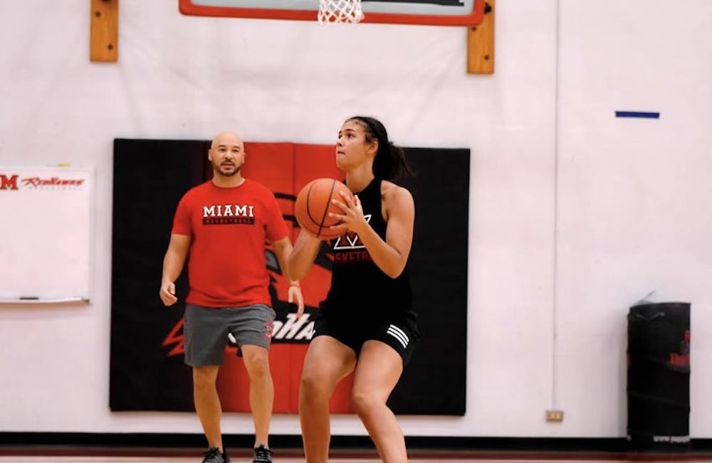 Lakresha Edwards, a first-year student on the women’s basketball team at Miami, grew up playing the game, and now she is excited to compete at a collegiate level.