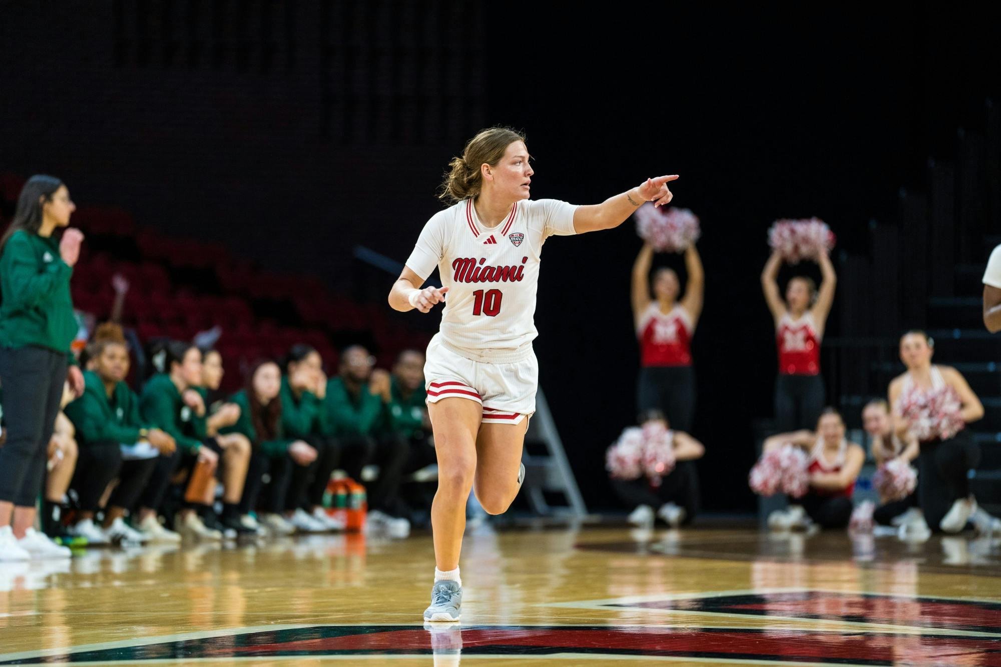 Graduate student guard Maya Chandler on the court at Millett Hall against Eastern Michigan on Feb. 5