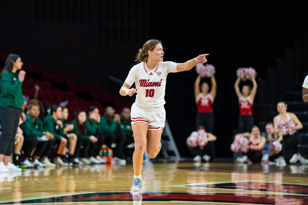 Graduate student guard Maya Chandler on the court at Millett Hall against Eastern Michigan on Feb. 5