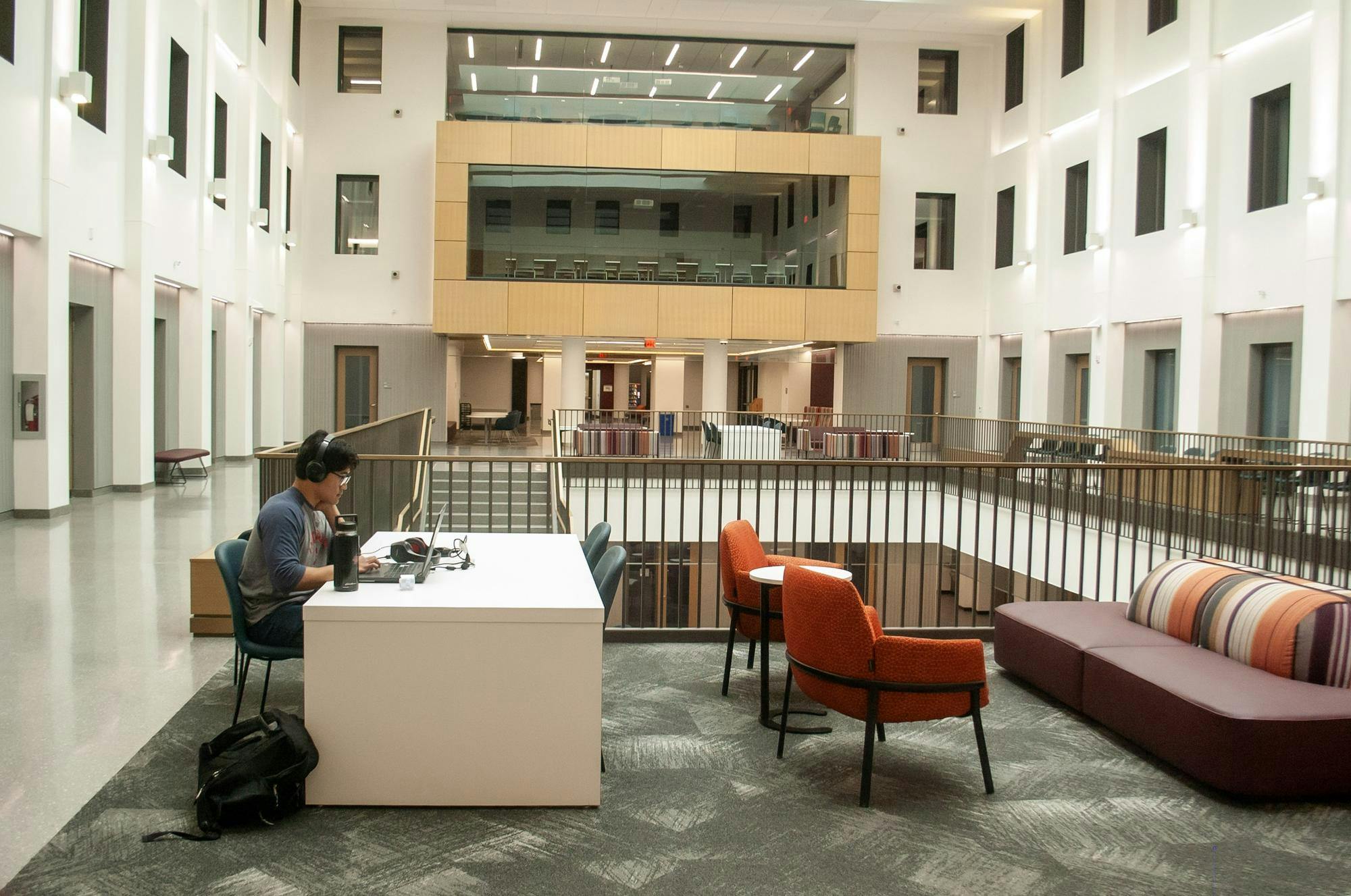 Student studies in the newly renovated Bachelor Hall, which now houses the Department of English.