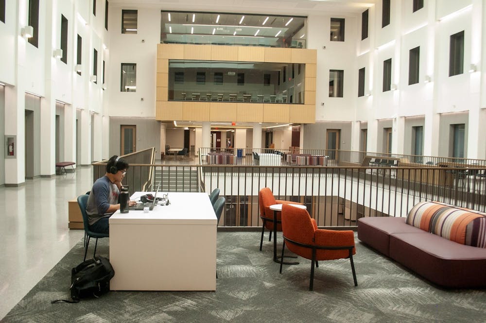 Student studies in the newly renovated Bachelor Hall, which now houses the Department of English.