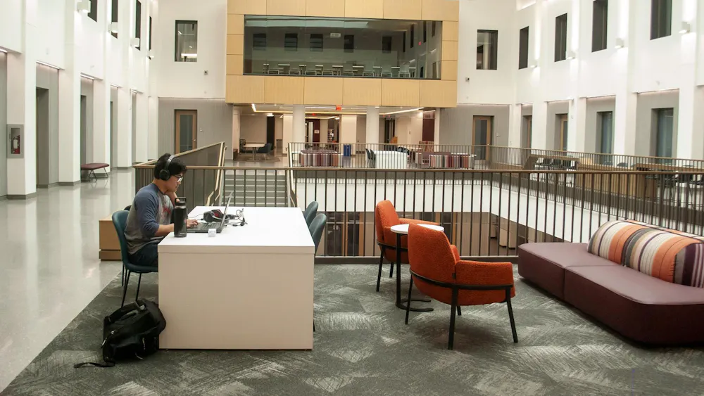 Student studies in the newly renovated Bachelor Hall, which now houses the Department of English.