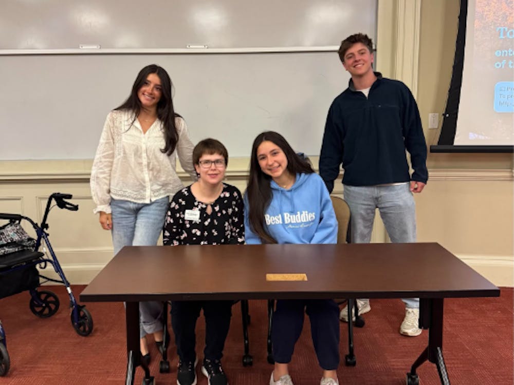 Best Buddies Disability Awareness Panel. Panelists Courtney Hineman, bottom left, and Melanie Schael, bottom right. Photo provided by Melanie Schael. 