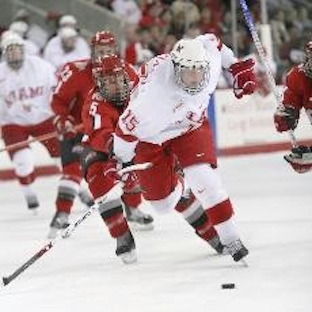 Brian Kaufman out races the Buckeyes' defense in a rare breakaway moment during Miami's 2-1 victory Sunday.