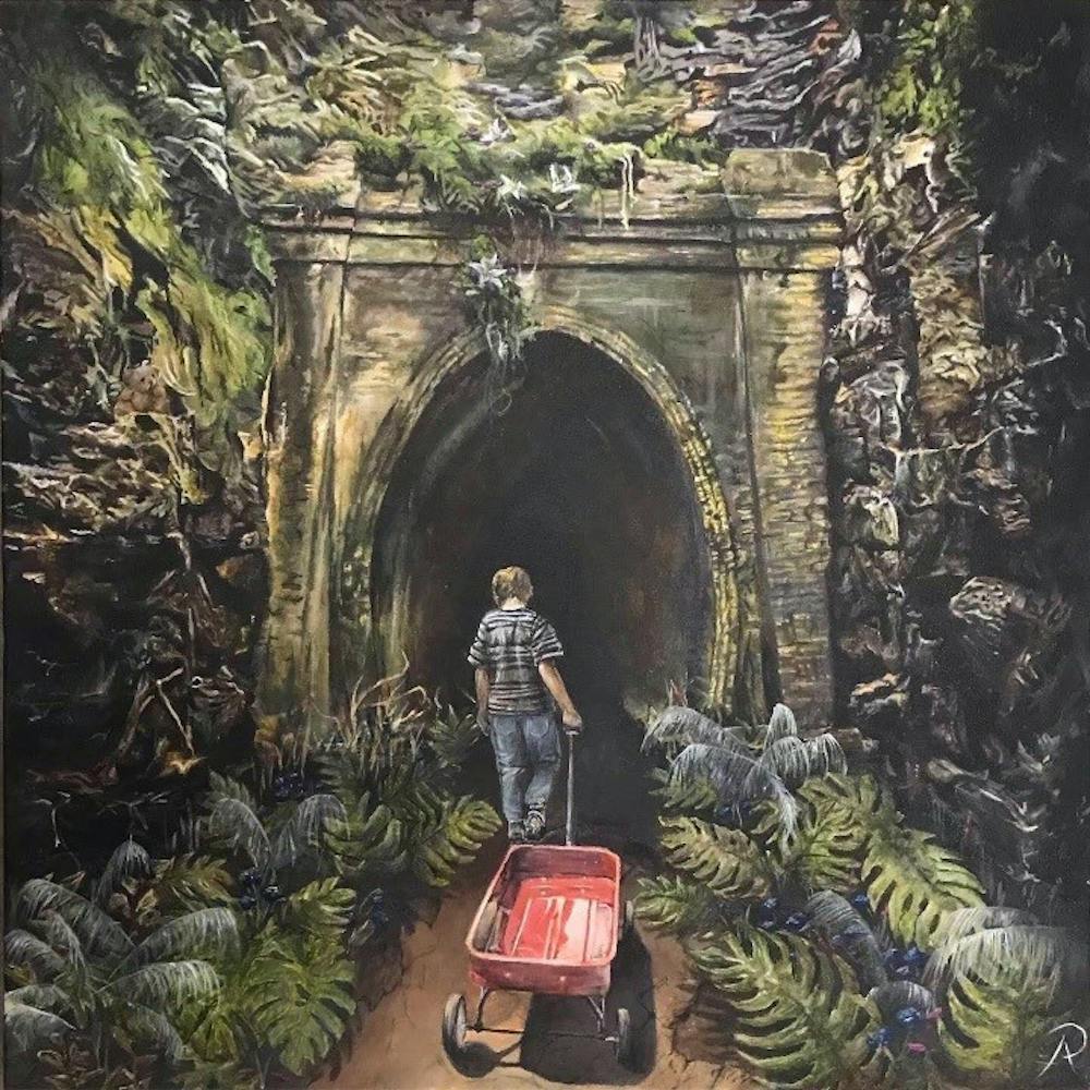 Sophomore Preston Anderson's painting, "Tunnel Vision," was selected to go to the moon.