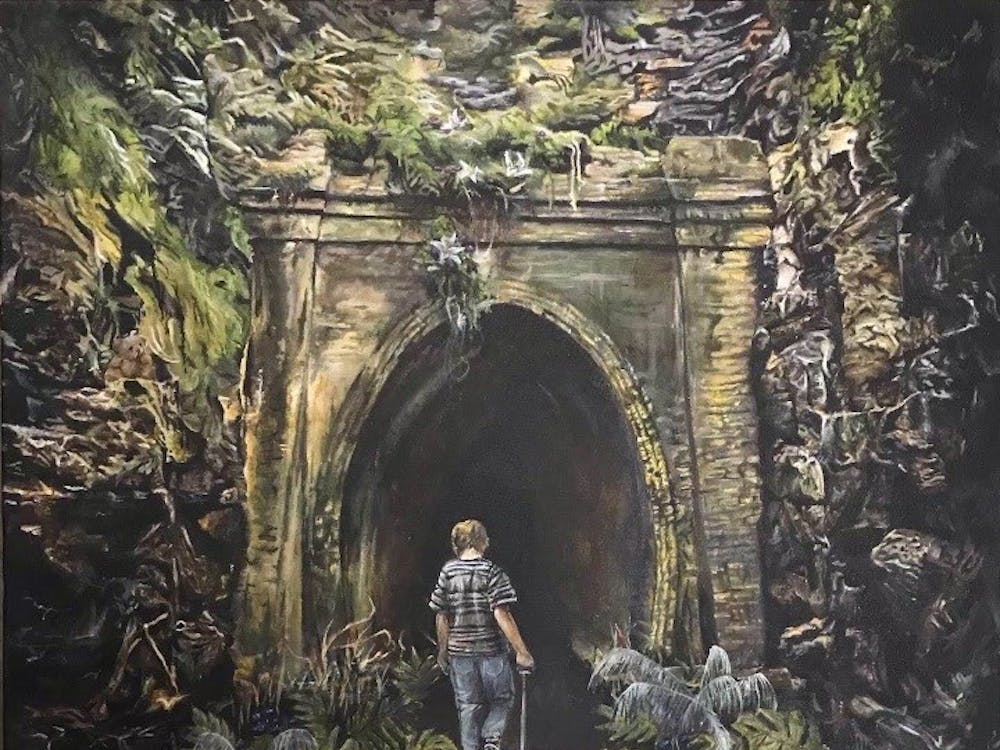Sophomore Preston Anderson's painting, "Tunnel Vision," was selected to go to the moon.