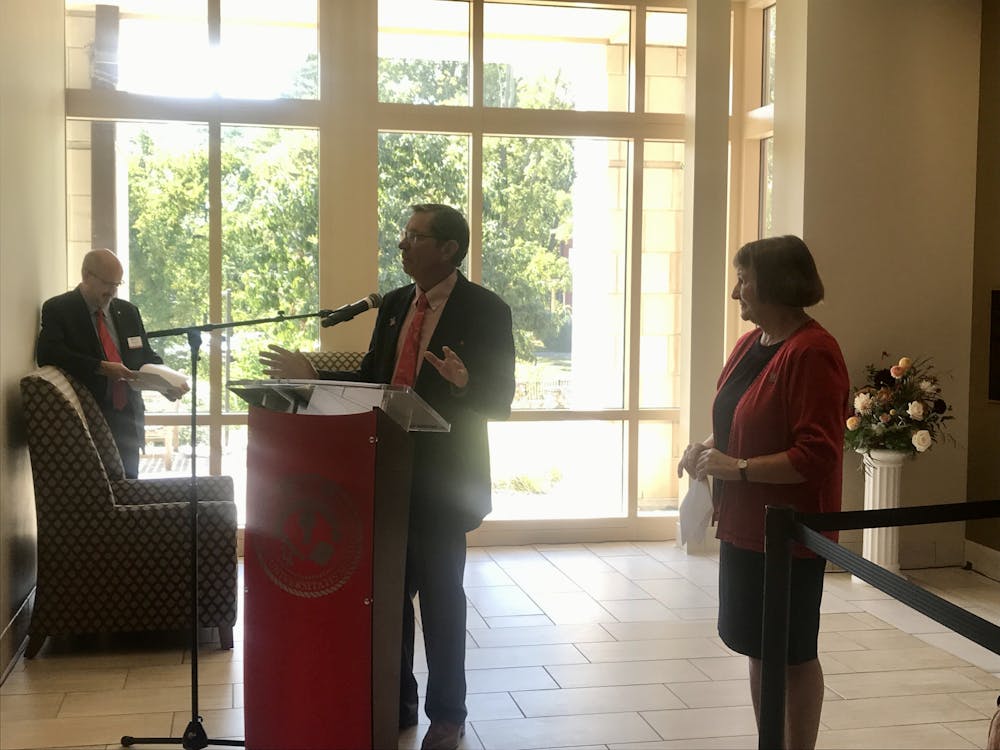 At the renaming of Stonebridge Hall to Hodge Hall, President Emeritus David Hodge spoke about his time at Miami, where he served as president for 10 years. 