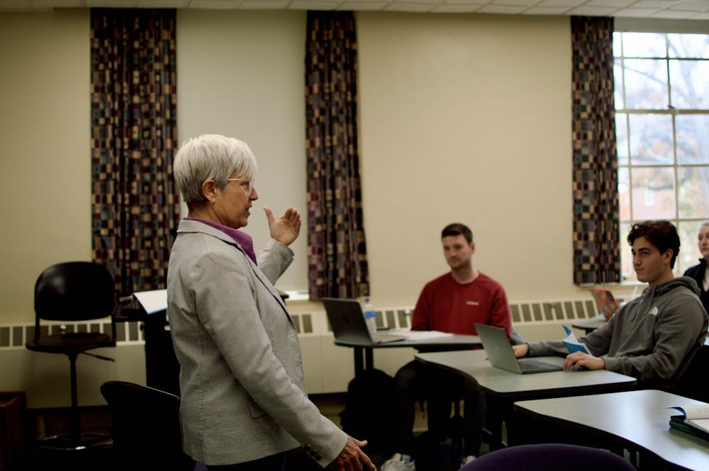 <p>Liz Wilson, a professor of comparative religion at Miami University, asks her students to think deeply about their own ideologies.</p>