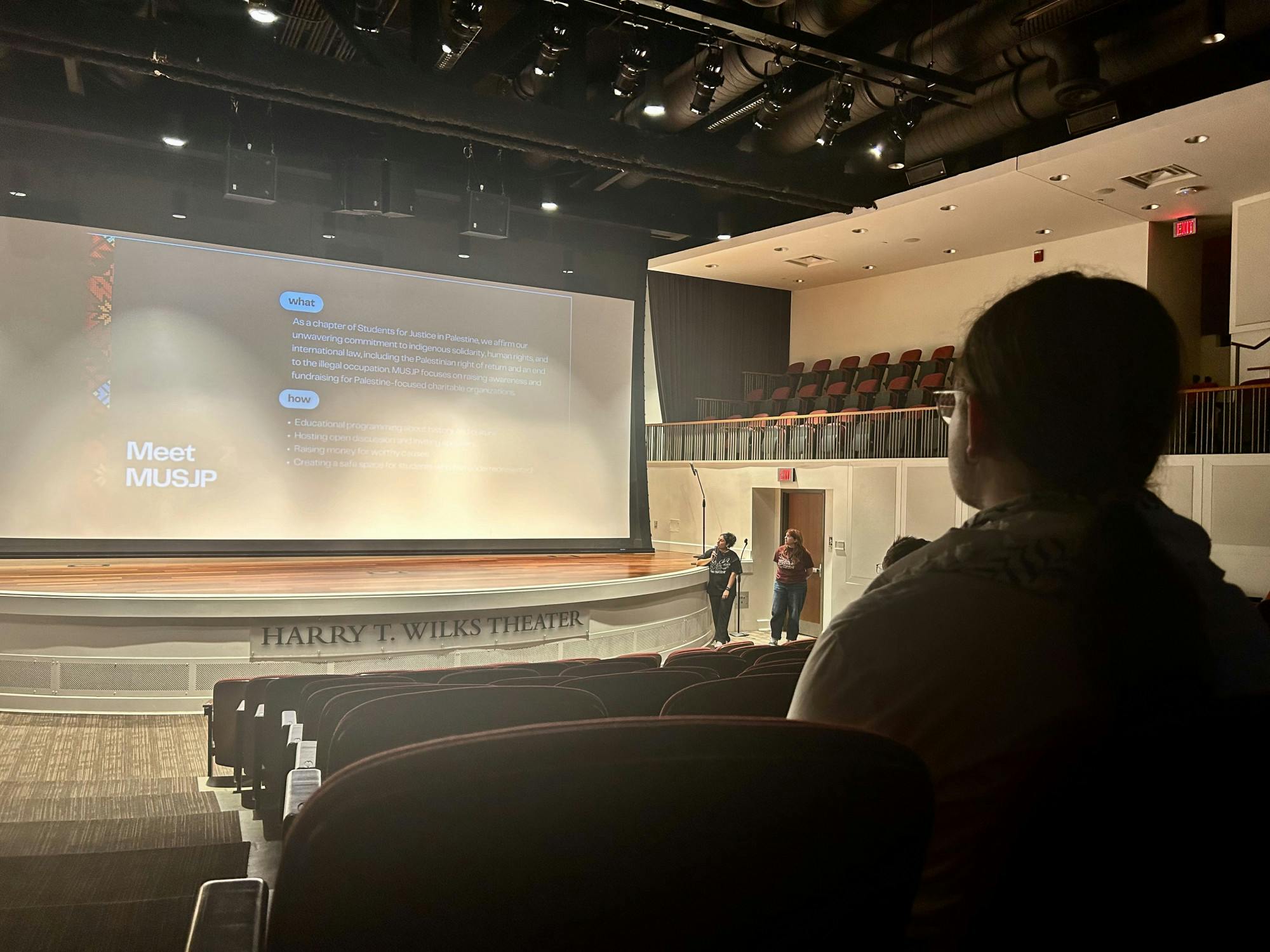 Before the film screening Students for Justice in Palestine introduced themselves and gave a brief history of student protests.