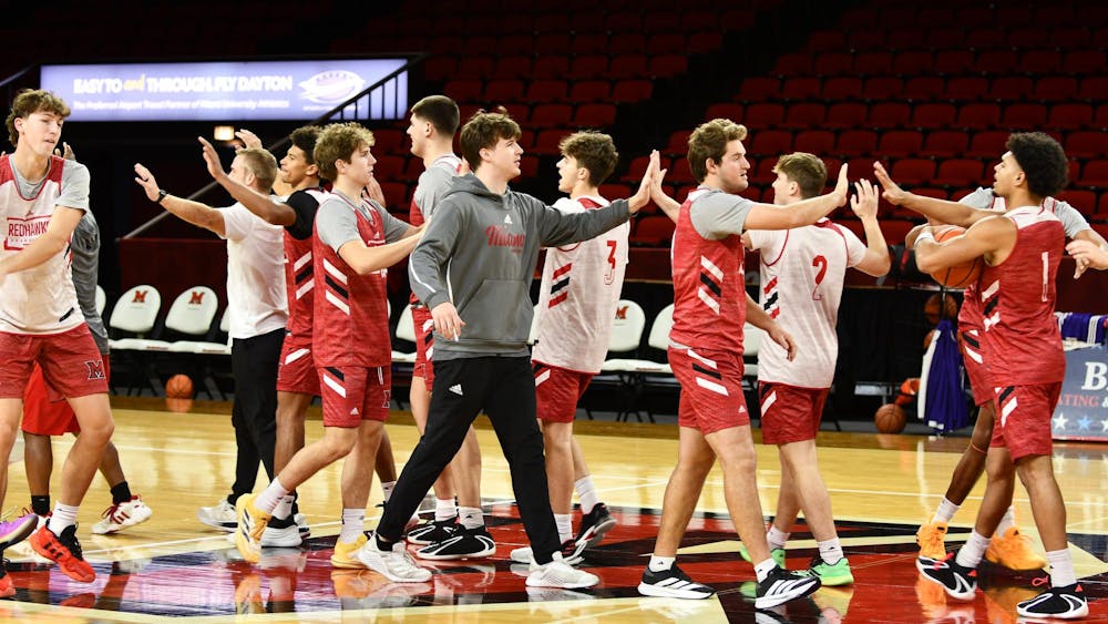 The Miami men's basketball team practices at Millett Hall on Nov. 18