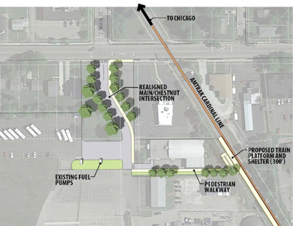 A mock-up of what the potential Amtrak station could look like.