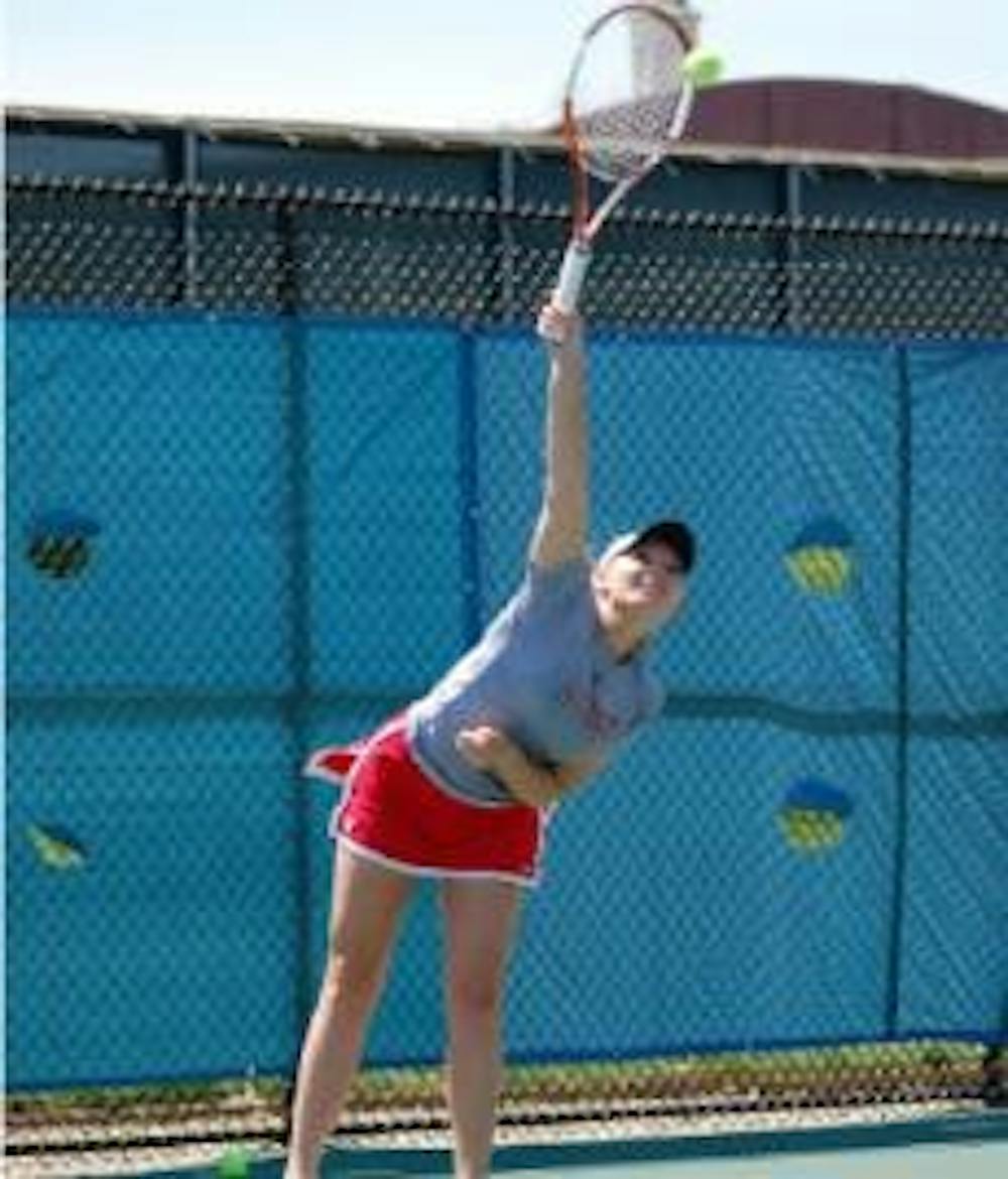 Sophomore Brintney Larson heads a group of underclassmen that are taking MU tennis to a higher level. She lost only one singles match in conference play this season. 