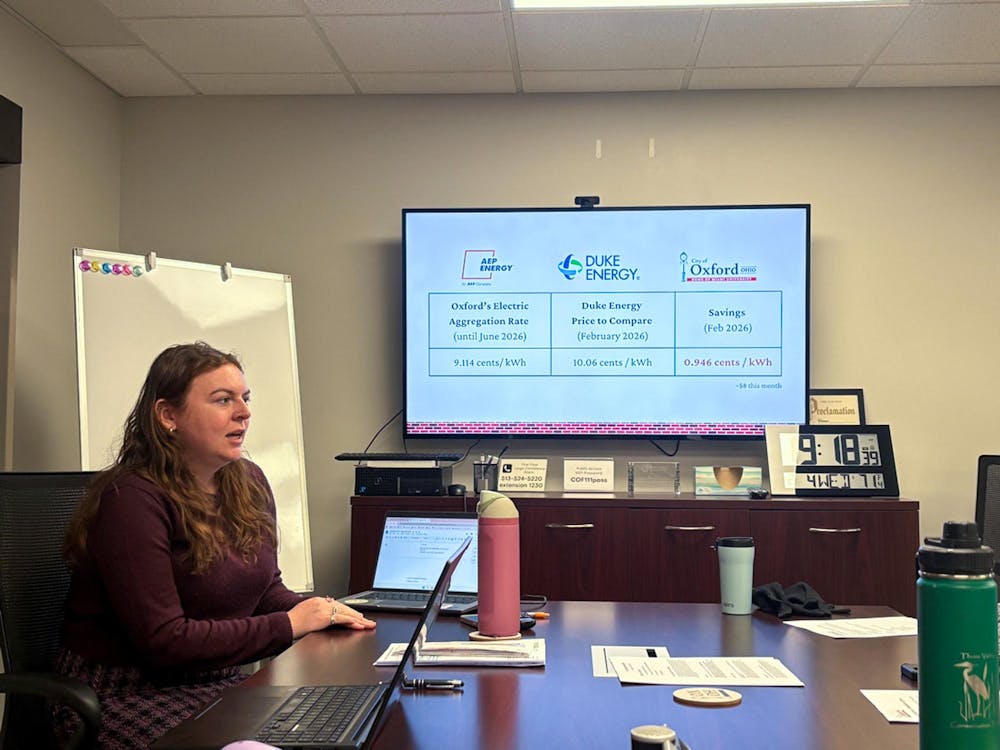 Reena Murphy presents February 2026 savings from the new electric aggregation program to the environmental commission during their meeting Feb. 4.