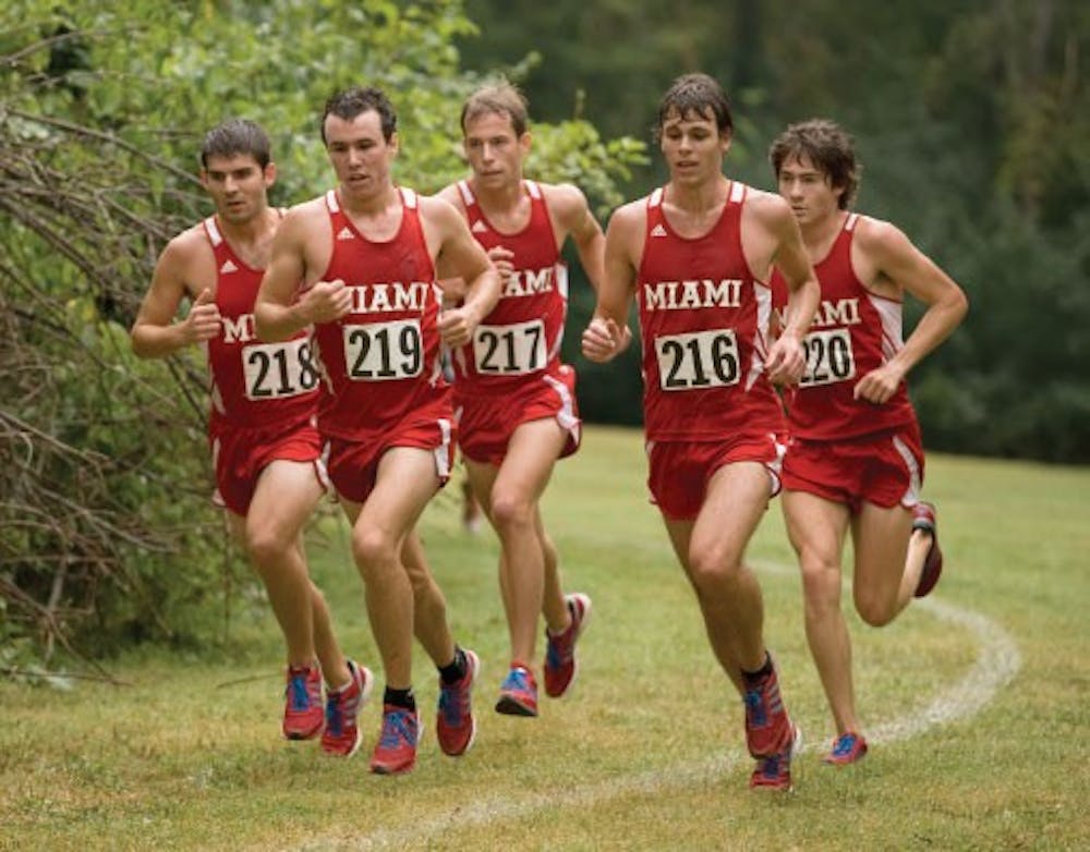 Five members of the Miami University men’s cross country team run to top five finishes in the Miami Invitational Sept. 11.