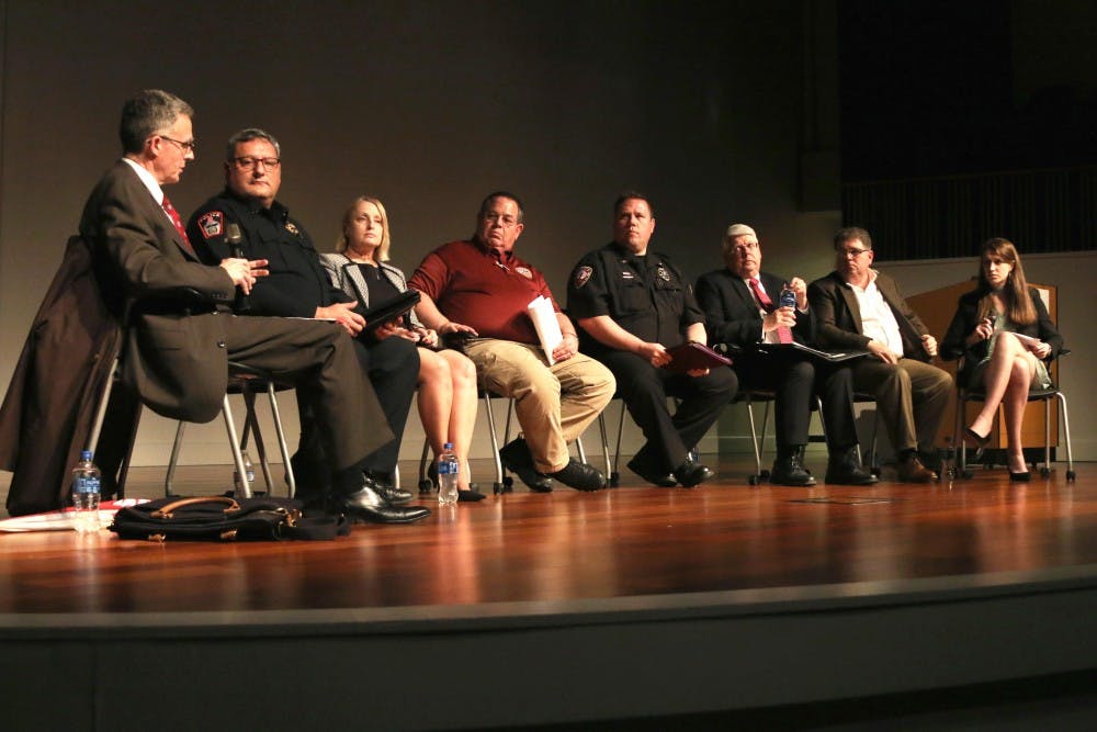 From left to right: Mike Curme, Ben Spilman, Pam Collins, John Detherage, John Jones, Doug Elliott, Mike Smith and Ceili Doyle.