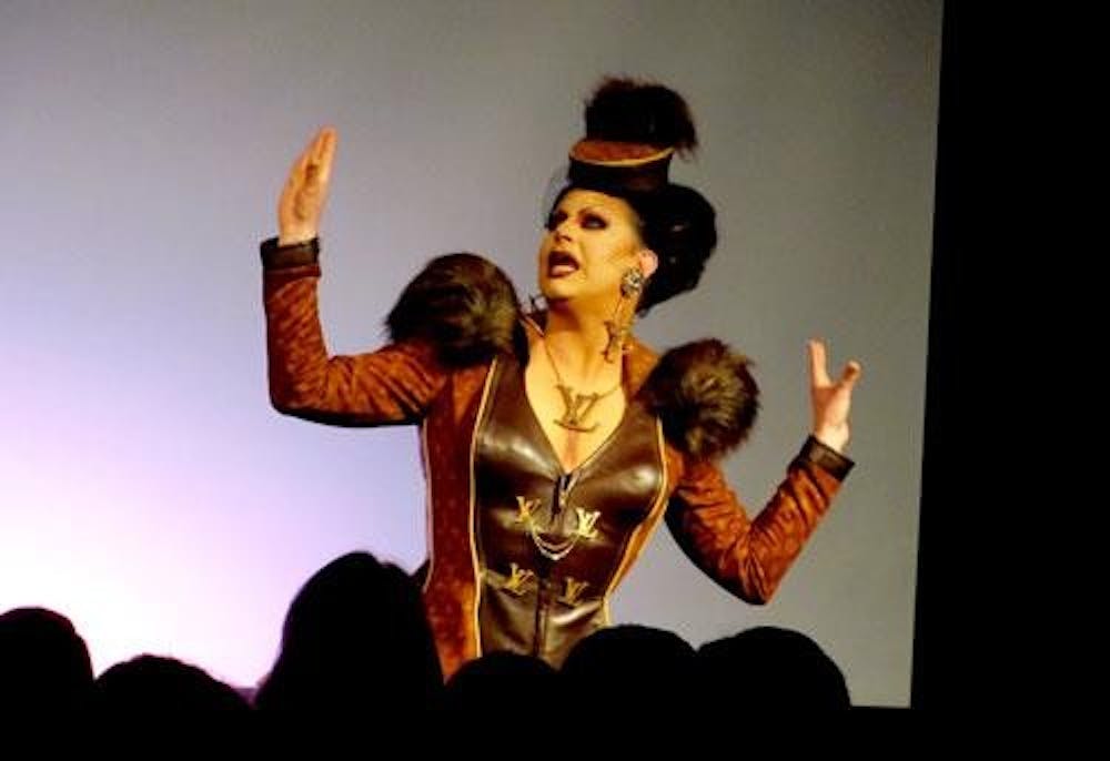 Miss Shannel, one of three drag queens who performed at Divas of Diversity, stays fabulous during the event. Divas of Diversity sought to educate and inform students about minority issues, HIV and the LGTQB community.