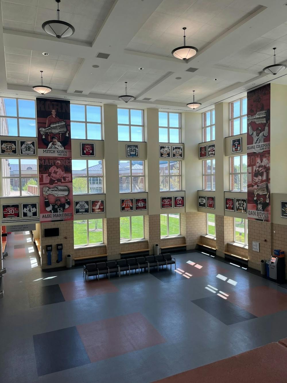 <p>Upon entering the Goggin Ice Center, fans are greeted with the National Hockey League jerseys of former Miami hockey players who have gone on to play in the NHL.</p>
