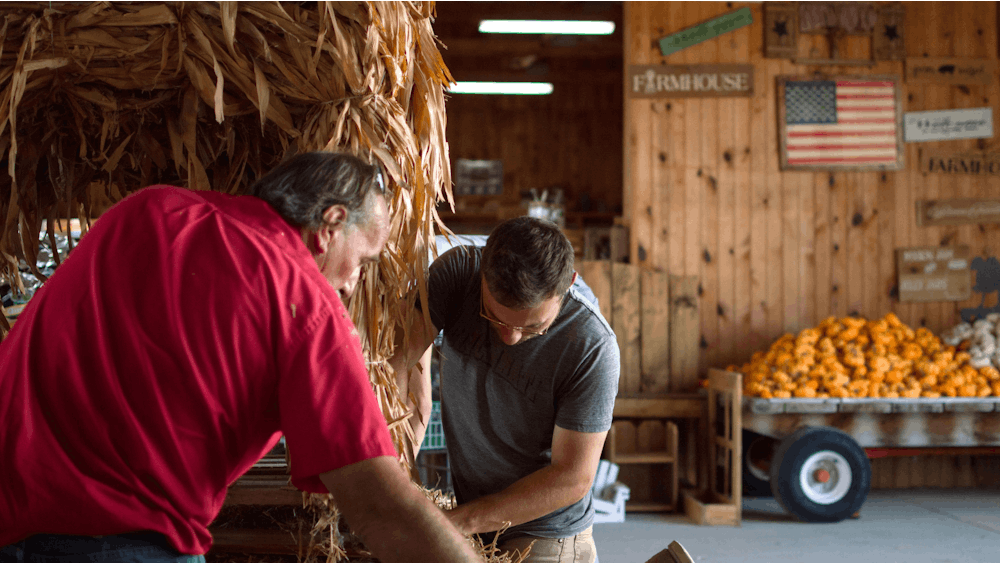 Father and son Branden and Bryan Butterfield put lots of preparation into their farm's fall festivities.