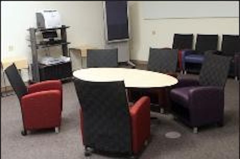 The Thunder Room, located in 114 King Library, incorporates an electronic flipchart in a collaborative instruction room soon to be open to students, faculty and staff. 