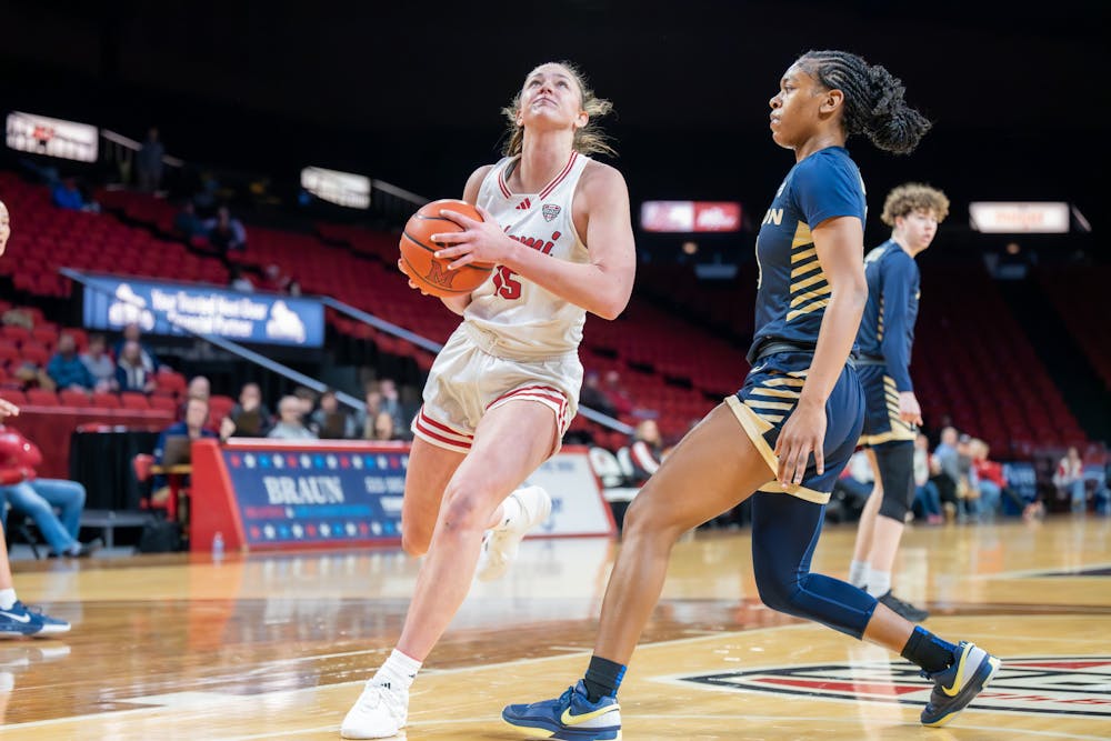 Sophomore forward Amber Tretter at Millett Hall against Akron on Jan. 22