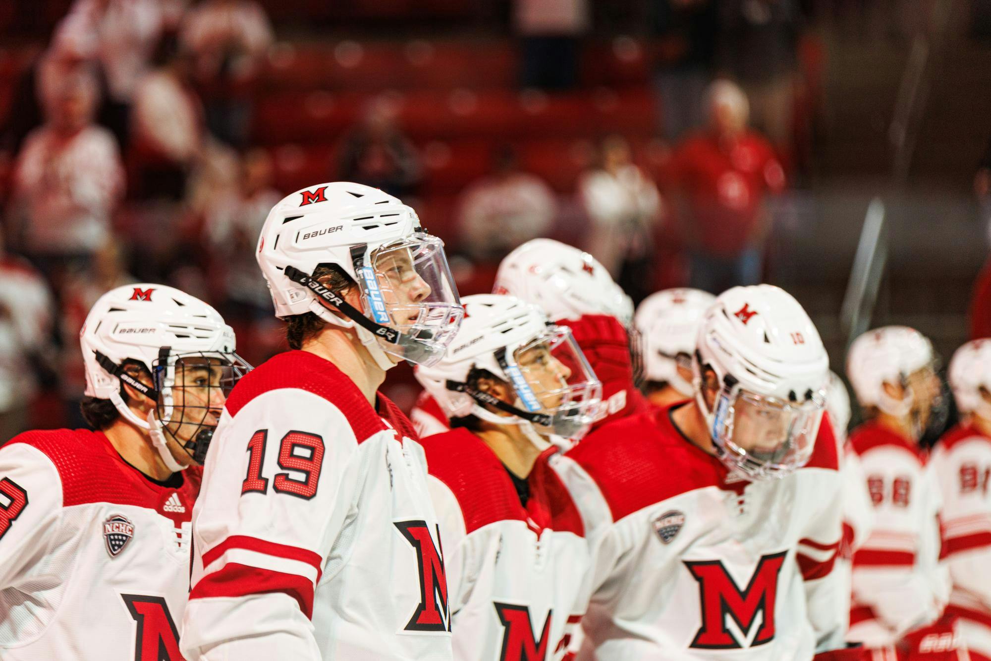 Senior Doug Grimes lines up at the beginning of game against Ferris State.