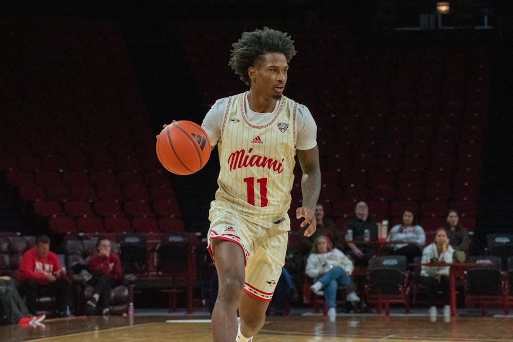 Sophomore guard Mekhi Cooper leads the RedHawks in assists with 23