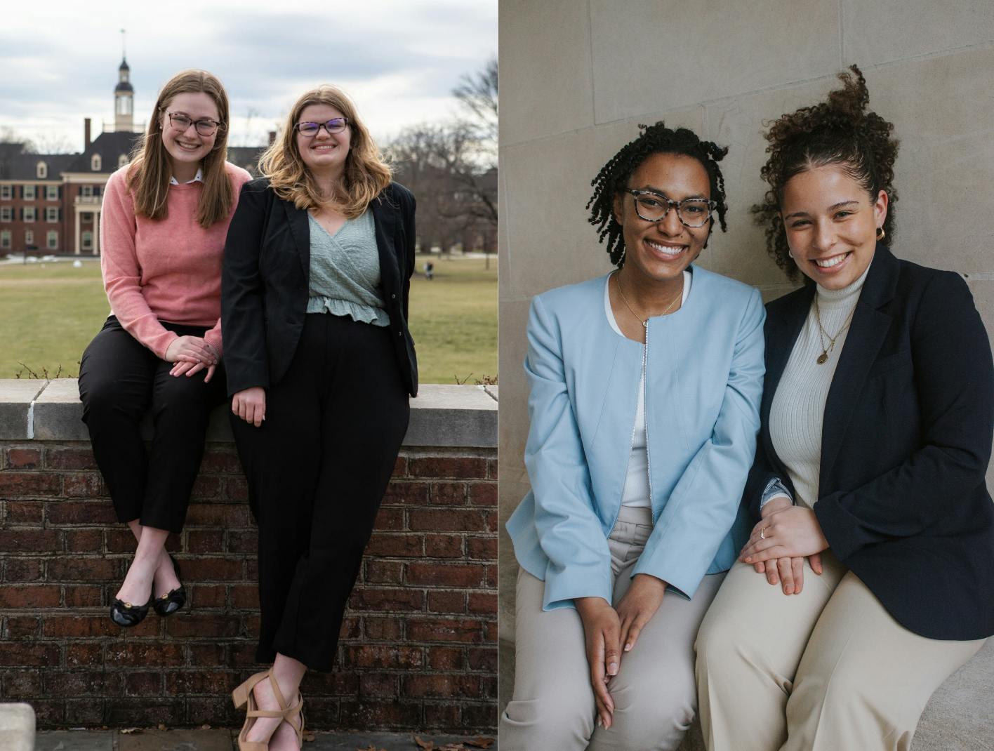 Miami University students have two choices to vote for in the Student Body President and Vice President elections next week: Cameron Tiefenthaler and Grace Payne (left) or Nyah Smith and Jules Jefferson (right).
