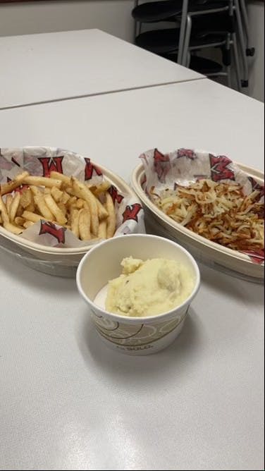 Pulley Diner fries, hash browns and mashed potatoes.