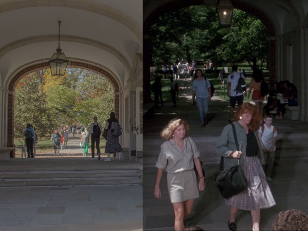 Upham Hall today, seen left, has barely changed since its 1991 appearance in "Little Man Tate," seen right.
