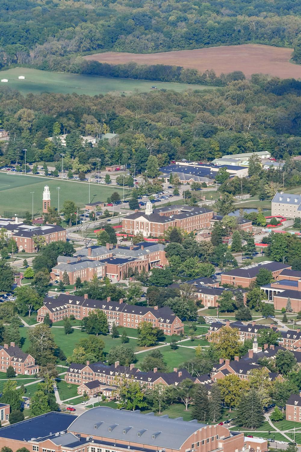 Pulley Tower, Cook Field, and McCracken Hall were visible during the 15 minute flight over campus.