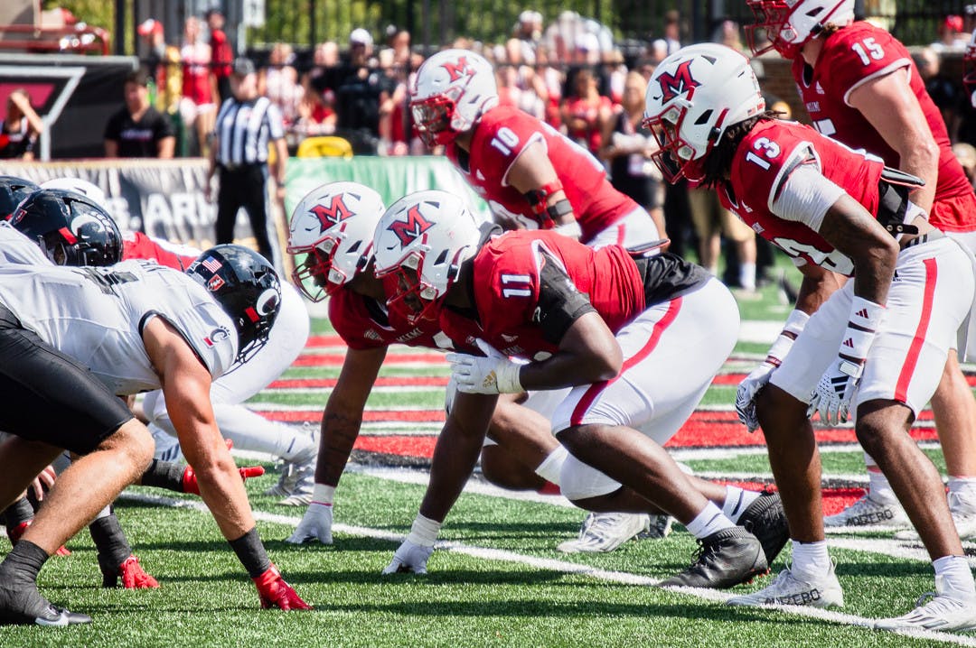 Miami lined up against the Cincinnati Bearcats on Sept. 14