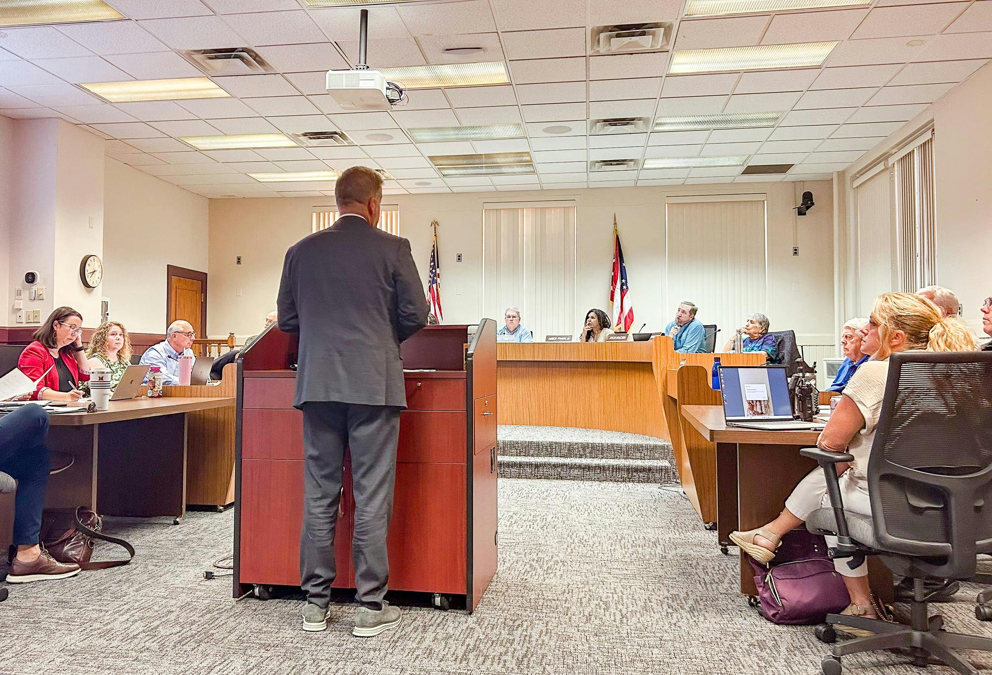 Speaker presents to the Oxford City Council at the September 1 meeting.