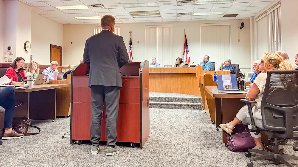 Speaker presents to the Oxford City Council at the September 1 meeting.