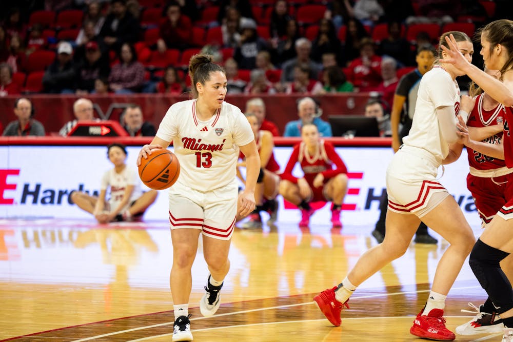 First-year guard Tamar Singer dribbling against Northern Illinois on March 8