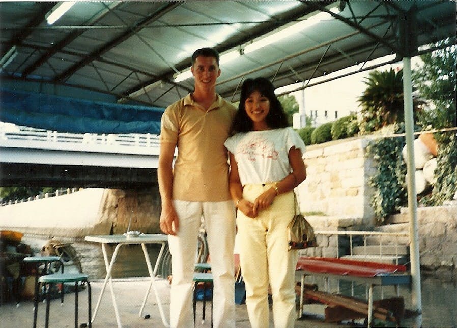 My parents' first date at the Motoyasu River.