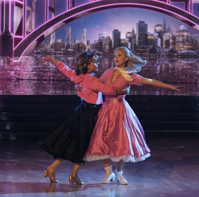 &quot;Dance Moms&quot; star JoJo Siwa and her partner Jenna Johnson Chmerkovskiy got their first perfect score for the season for their emotional foxtrot to &quot;Look At Me, I&#x27;m Sandra Dee.&quot;