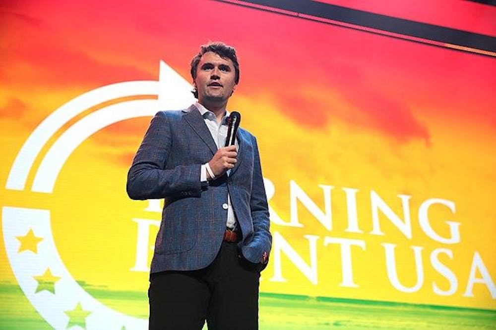 Charlie Kirk speaks with attendees at the 2020 Student Action Summit hosted by Turning Point USA in West Palm Beach, Florida. Photo by Gage Skidmore.