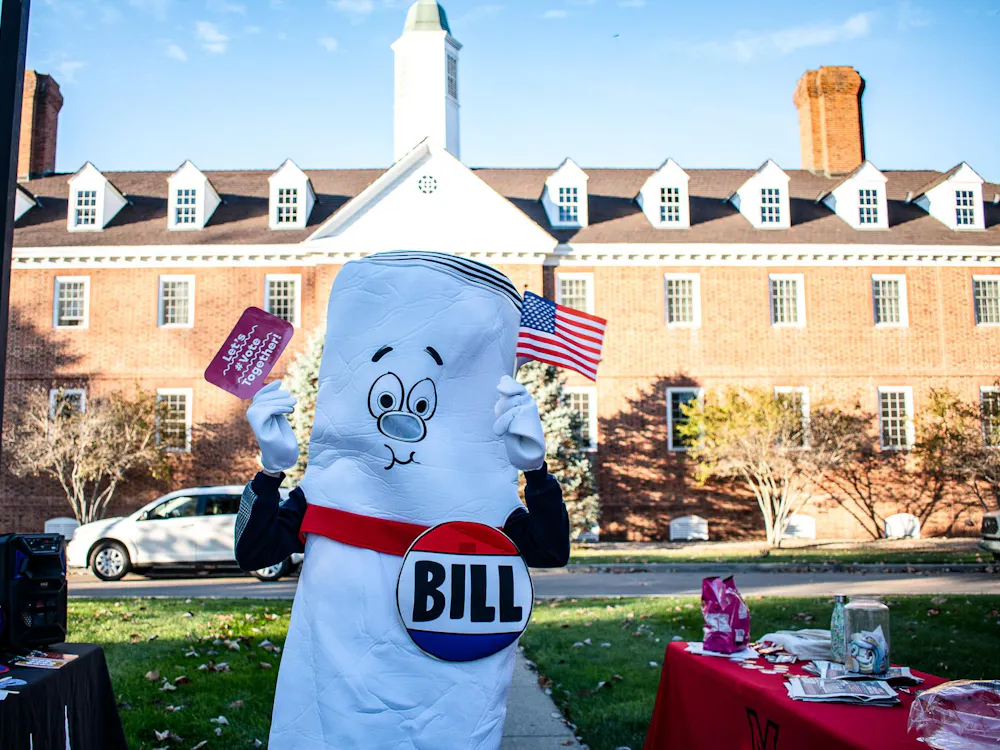 A person dressed as a bill during the 2023 elections.