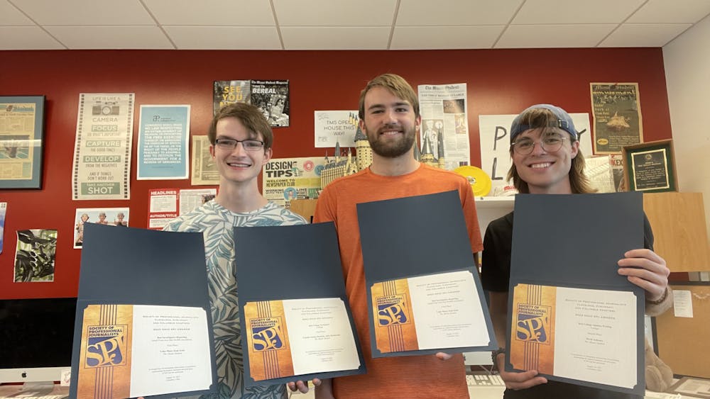 Editor-In-Chief Sean Scott, Managing Editor Luke Macy and Opinion Editor Devin Ankeney all won awards at this year's Ohio SPJ Awards.