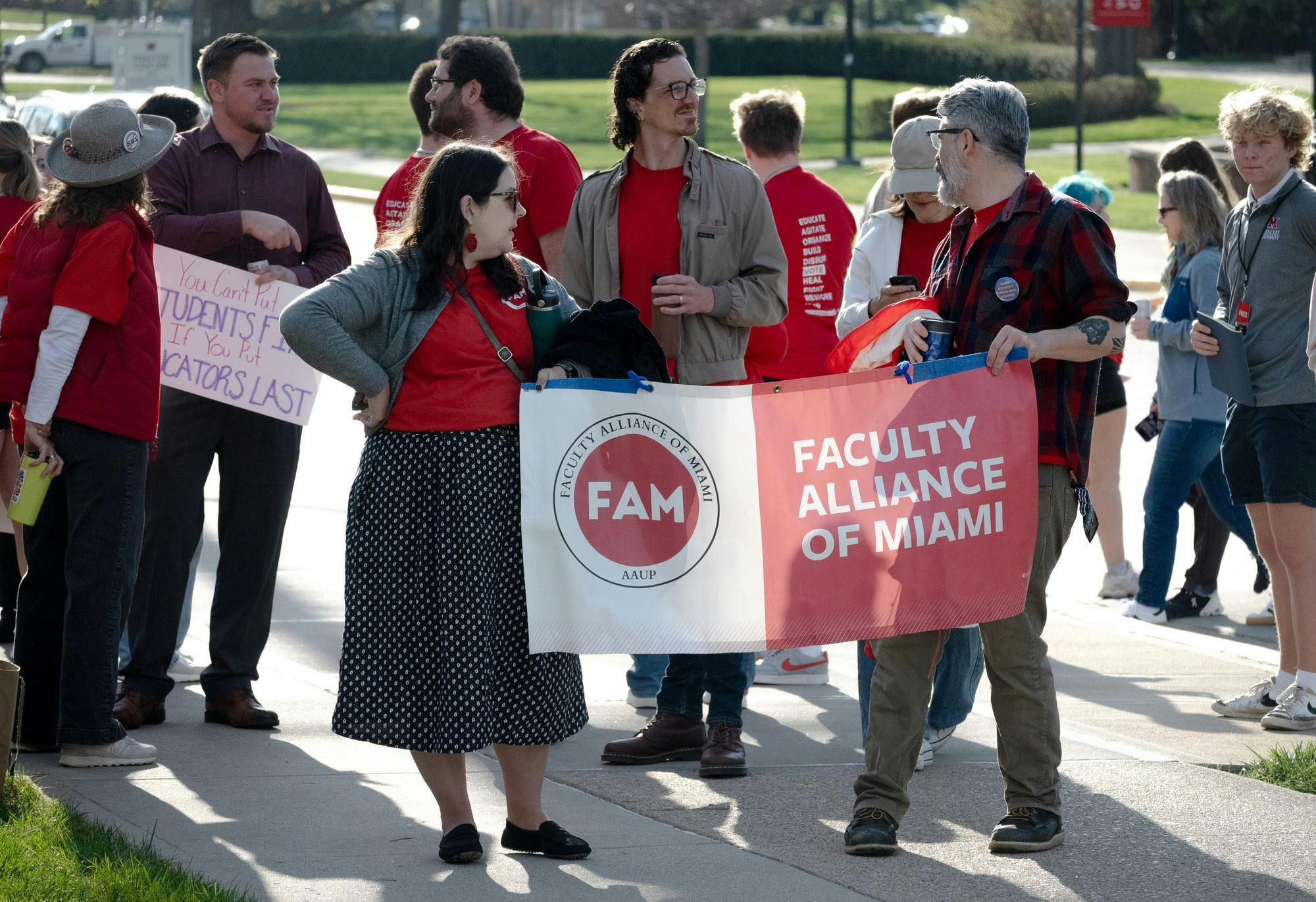 FAM members protest outside of Armstrong Student Center