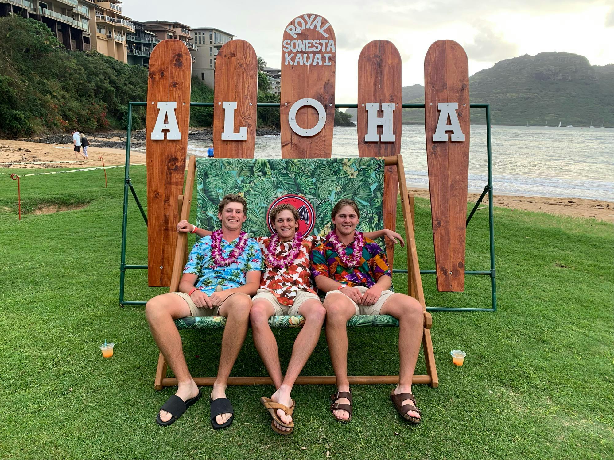 Micheal Weber, Brett Podinbinski, and Cameron Pero hanging out on the beach during their trip to Kauai, Hawaii. Photo courtesy of Cameron Pero