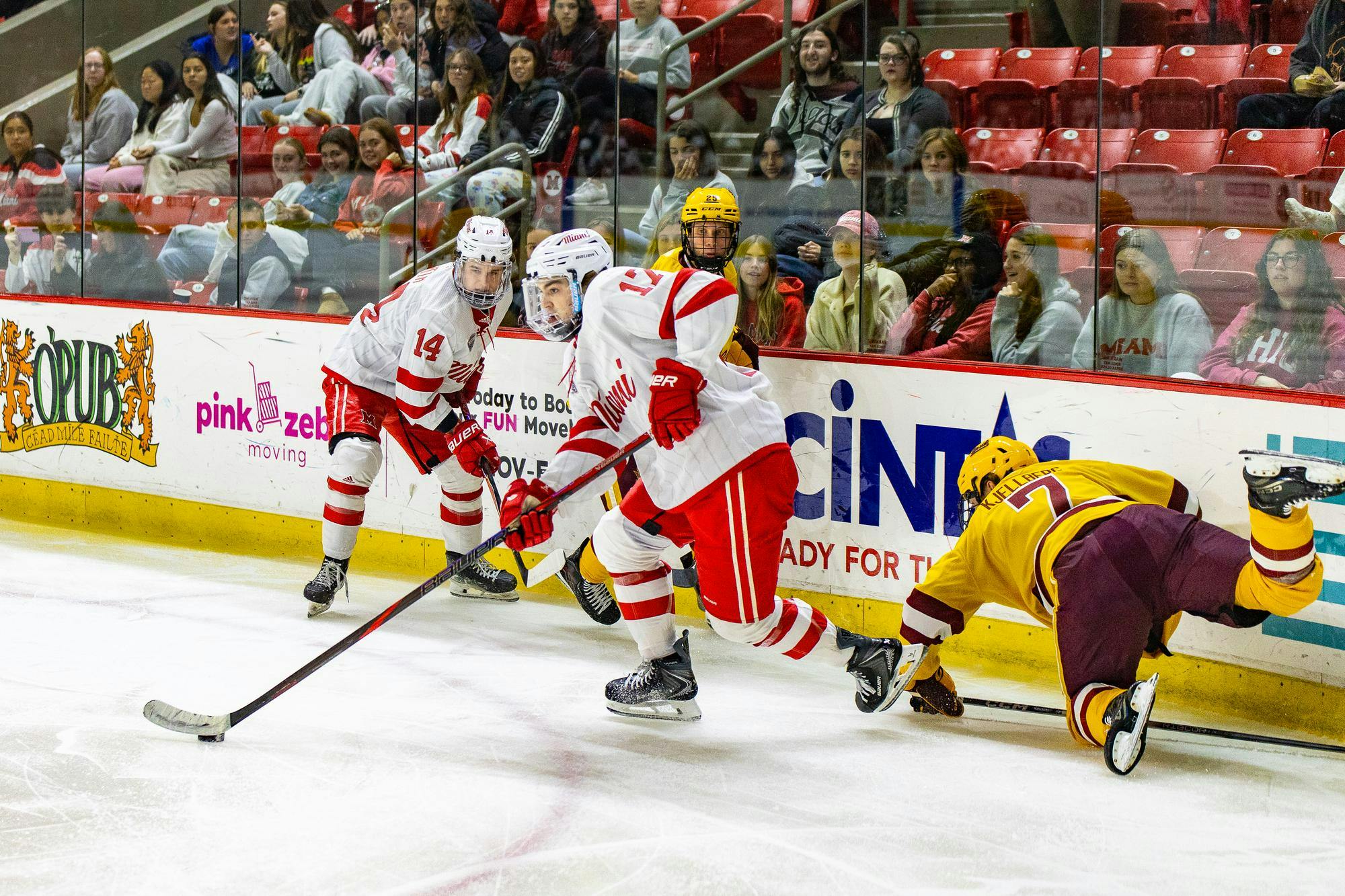 The Miami hockey team skates against Arizona State on Nov. 1 at Goggin Ice Center