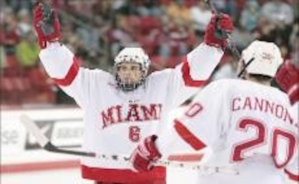 Freshman defender Chris Wideman (6) is one of four freshman on defense for the RedHawks who lost Alec Martinez to the NHL.