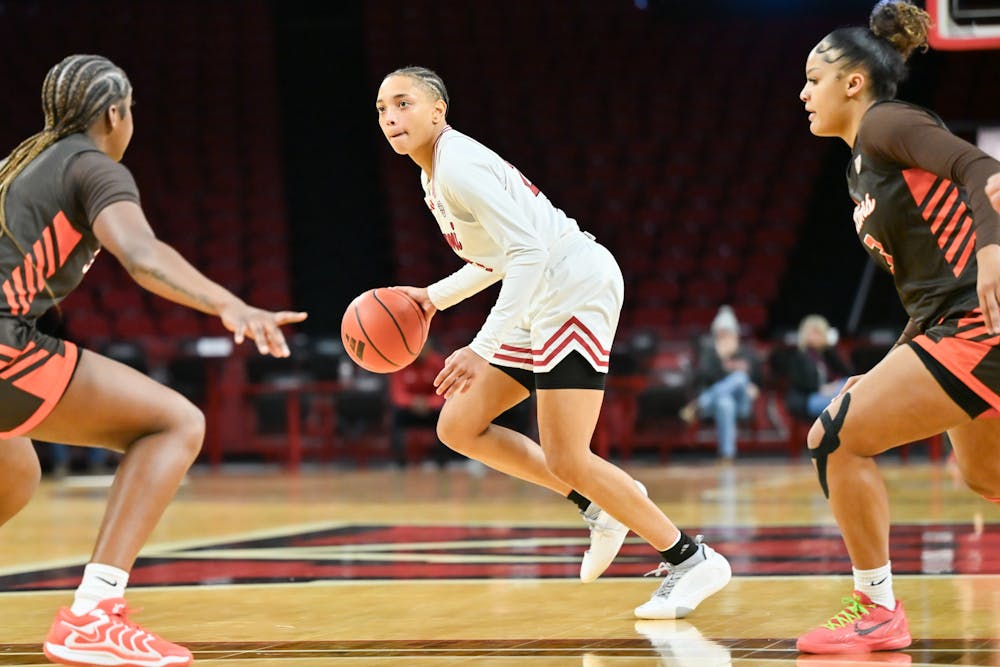 Senior guard Cori Lard dribbling against Bowling Green at Millett Hall on Jan. 11