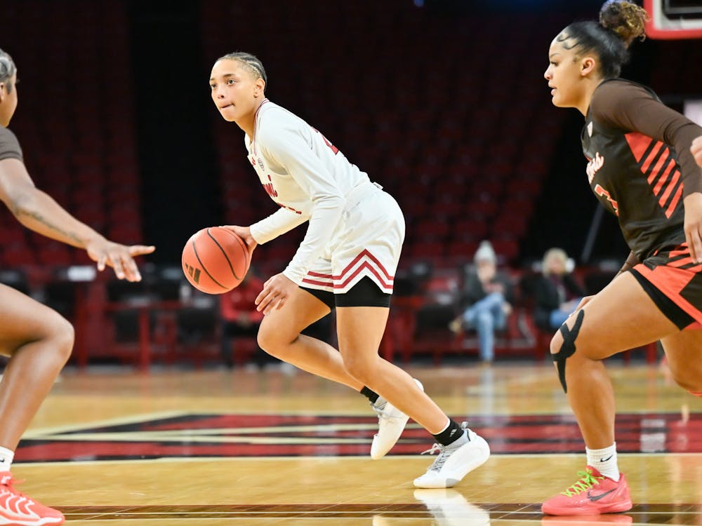 Senior guard Cori Lard dribbling against Bowling Green at Millett Hall on Jan. 11