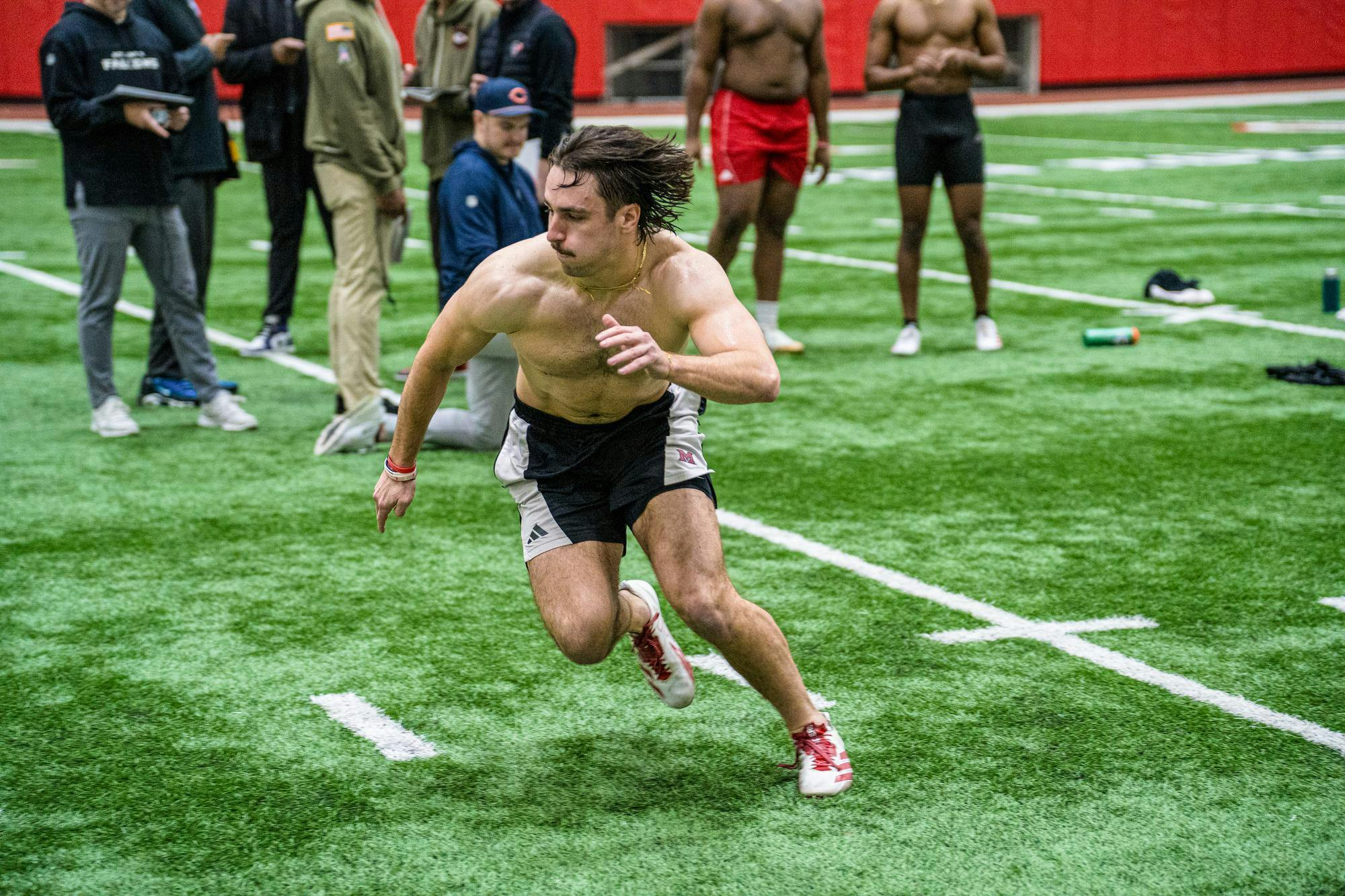 Linebacker Silas Walter prepares for NFL draft during Miami Pro Day at the Randy Gunlock Athletic Performance Center.