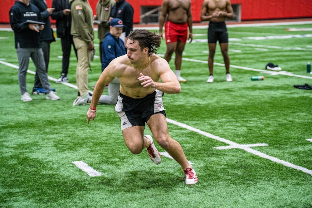 Linebacker Silas Walter prepares for NFL draft during Miami Pro Day at the Randy Gunlock Athletic Performance Center.